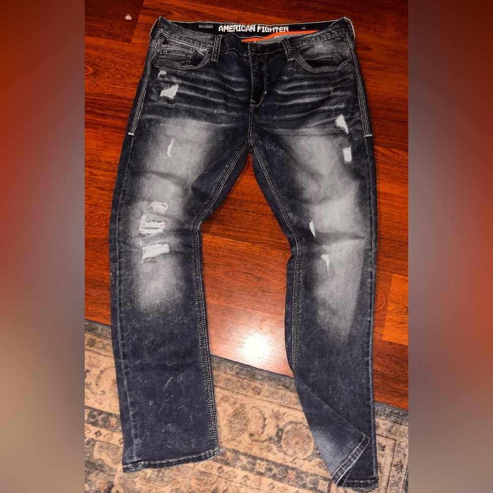 American Fighter Men's  Distressed Jeans stretchy